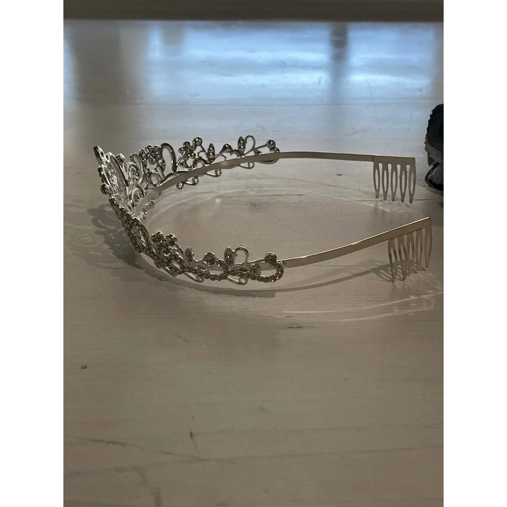 Silver tone Rhinestone Tiara Crown Headband Hair Comb Wedding Bridal‎ Princess